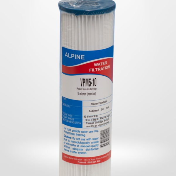 Alpine VPM5-10 Pleated Washable Sediment Filter Cartridge